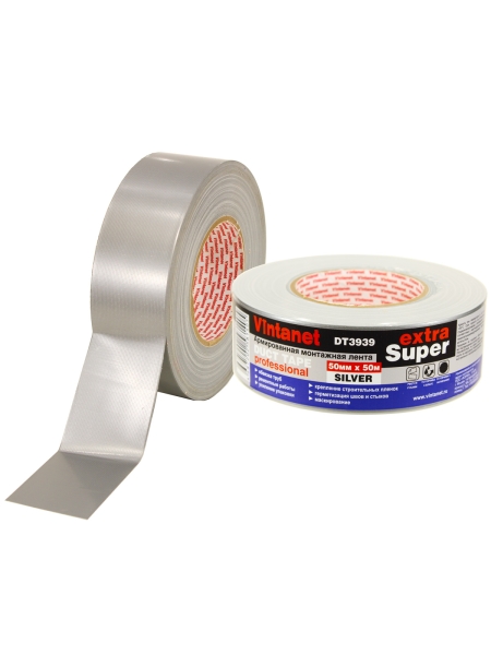 Монтажная армированная лента Vintanet DT3939 ЭКСТРА СУПЕР, серебряная, 50 мм х 50 м DT39395050S