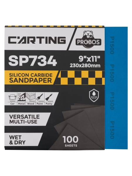Бумага абразивная, водостойкая Carting SP734 Р1500, 230х280 мм, 100 шт PROBOS 73402048-100