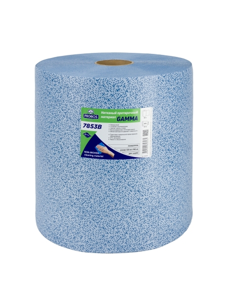 Нетканый протирочный материал PROBOS GAMMA 7853B, 85 г/м2, голубой, V-тиснение, 32x36см, 500л/рулон 7853B500