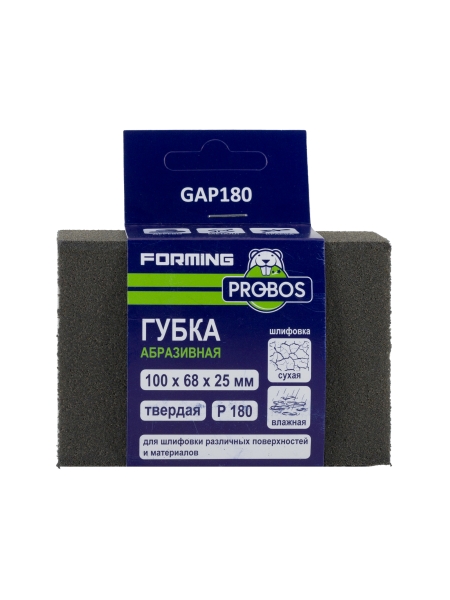Губка абразивная шлифовальная Forming прямоугольный профиль 100x68x25 мм, P180 PROBOS GAP180