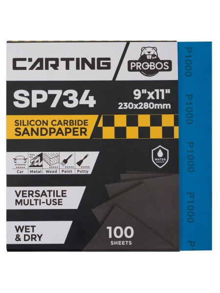 Бумага абразивная водостойкая Р1000, 230х280 мм, Carting SP734, 100 шт PROBOS 73401971-100