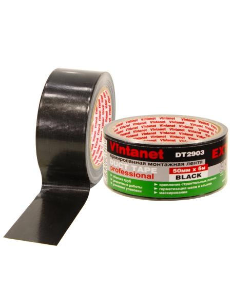 Монтажная армированная лента Vintanet DT2903 ЭКСТРА, черная, 50 мм х 5 м DT2903505B