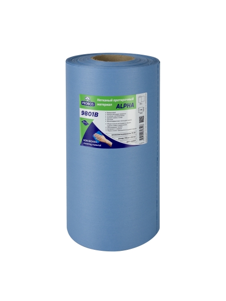Нетканый протирочный материал PROBOS ALPHA 9801B, 80г/м2, голубой, 175 л/рулон 9801B175