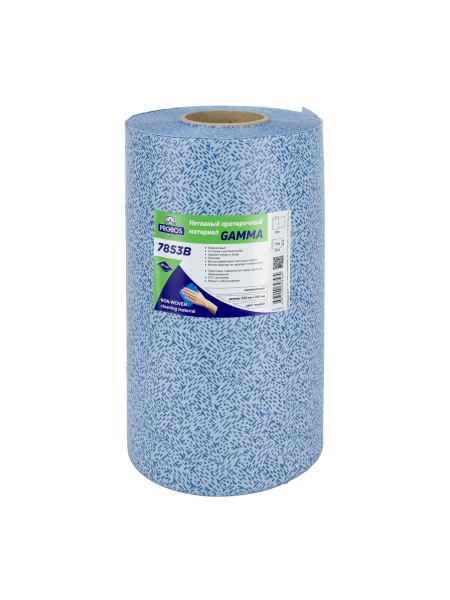 Нетканый протирочный материал PROBOS GAMMA 7853B, 85г/м2, голубой, V-тиснение, 32x36см, 125 л/рулон 7853B125