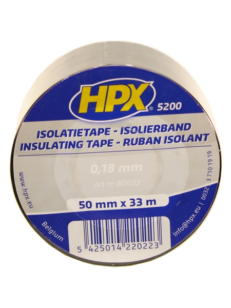 Огнестойкая профессиональная изолента из ПВХ INSULATION TAPE 5200 50мм х 33м, чёрная
