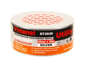 Универсальная армированная монтажная лента VINTANET DT2929 серебряная, 50 мм х 25 м DT29295025S