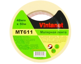Малярная лента Vintanet 120С, MT611, 160 мкм, 48мм х 50м MT6114850