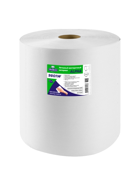 Нетканый протирочный материал PROBOS ALPHA 9801W белый, гладкое тиснение, 31,8x34 см, 870 лист/рул 9801W870