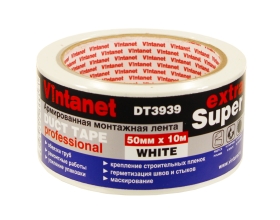 Монтажная армированная лента Vintanet DT3939 ЭКСТРА СУПЕР, белая, 50 мм х 10 м DT39395010W