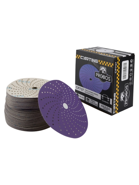 Круг шлифовальный c мультипылеотводом PROBOS Purple, P500, CP737 CERAMIC Hookit, 150 мм,10шт/уп 73750534