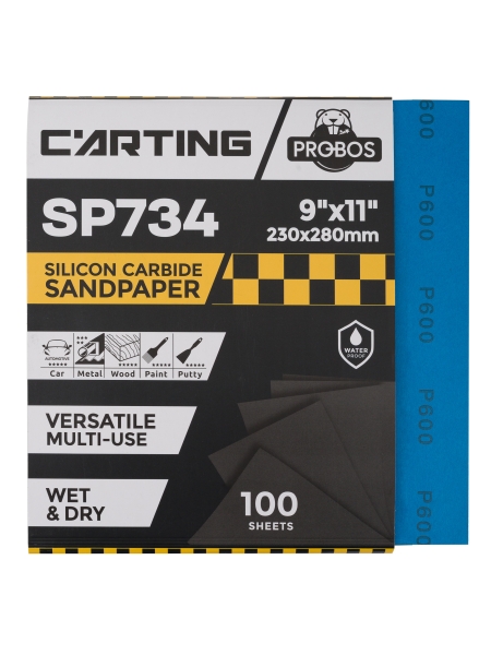 Бумага абразивная водостойкая Р600, 230х280 мм, Carting SP734, 100 шт PROBOS 73401973-100