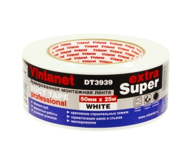 Монтажная армированная лента Vintanet DT3939 ЭКСТРА СУПЕР, белая, 50 мм х 25 м DT39395025W