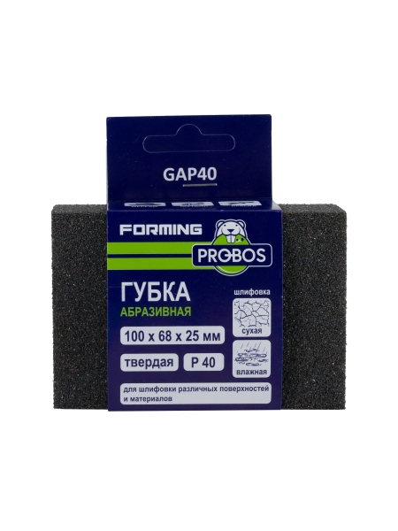 Губка абразивная шлифовальная Forming прямоугольный профиль 100x68x25 мм, P40 PROBOS GAP40