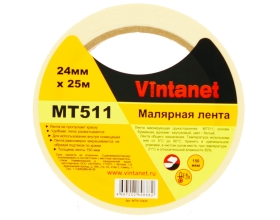 Малярная лента Vintanet 80С, MT511, 150 мкм, 24мм х 25м MT5112425