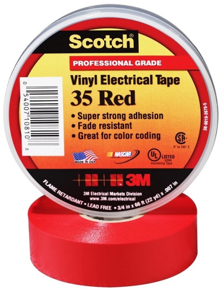 Изолента ПВХ Высшего Класса Scotch® 35, красная, 19 мм х 20 м