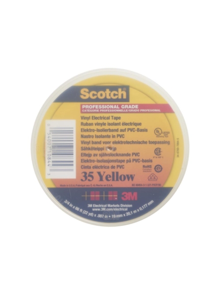 Изолента ПВХ высшего класса Scotch® 35, желтая, 19 мм х 20 м