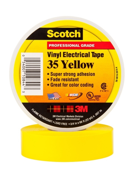 Изолента ПВХ высшего класса Scotch® 35, желтая, 19 мм х 20 м