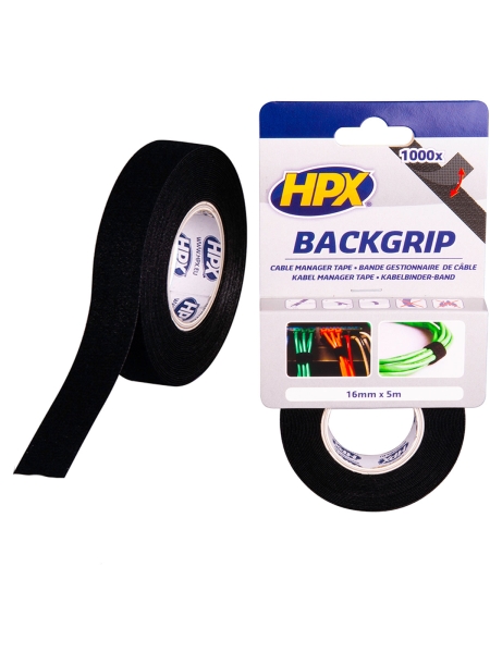 Лента-липучка для бандажа кабелей BACKGRIP 16мм х 1,25мм х 5м черная