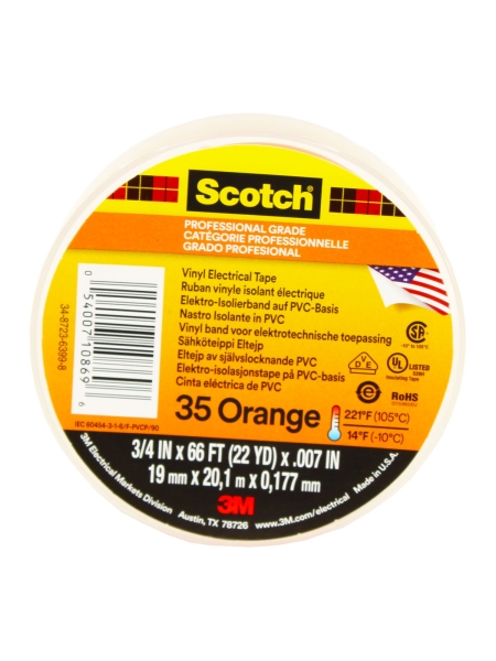 Изолента ПВХ Высшего Класса Scotch® 35, оранжевая, 19 мм х 20 м