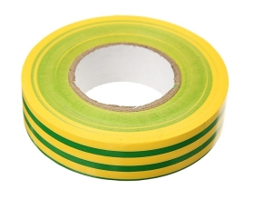 Изолента ПВХ универсальная желто-зеленая, рулон 19 мм x 20 м