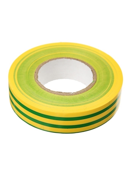 Изолента ПВХ универсальная желто-зеленая, рулон 19 мм x 20 м