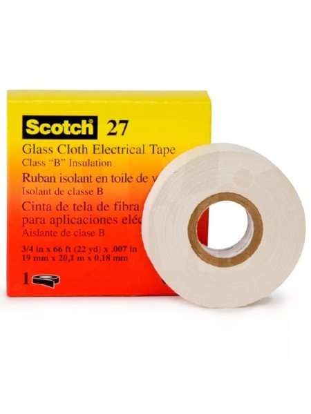 Лента температуроустойчивая изоляционная из стеклоткани Scotch® 27 , 19 мм х 20 м