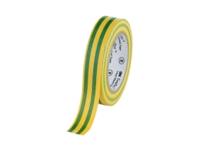 Изолента ПВХ универсальная желто-зелёная, рулон 15 мм x 10 м