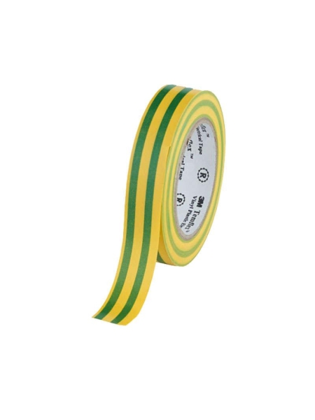 Изолента ПВХ универсальная желто-зелёная, рулон 15 мм x 10 м