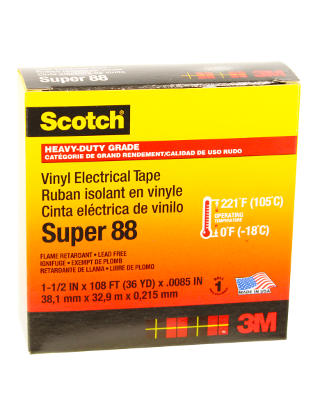 Изолента ПВХ, высшего класса SCOTCH SUPER 88, рулон 38 мм х 33 м х 0,22 мм