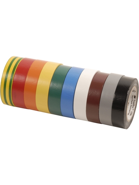 Изолента ПВХ универсальная набор 10 рулонов 15 мм x 10 м