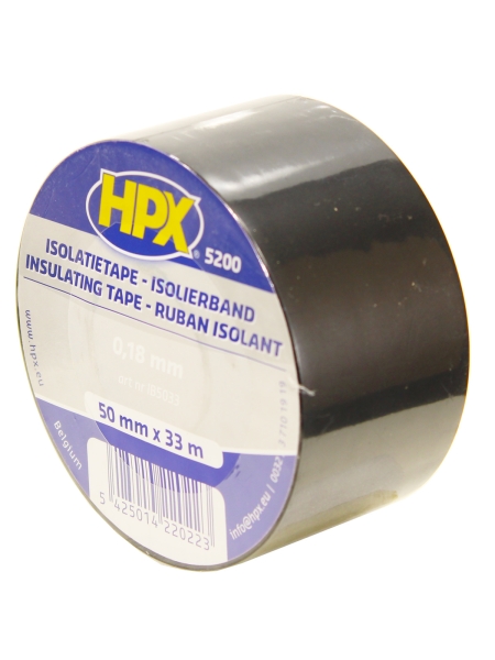 Огнестойкая профессиональная изолента из ПВХ INSULATION TAPE 5200 50мм х 33м, чёрная