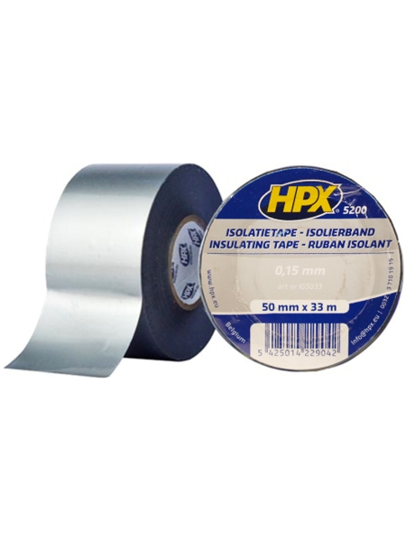 Огнестойкая профессиональная изолента из ПВХ INSULATION TAPE 5200 50мм х 33м, серая