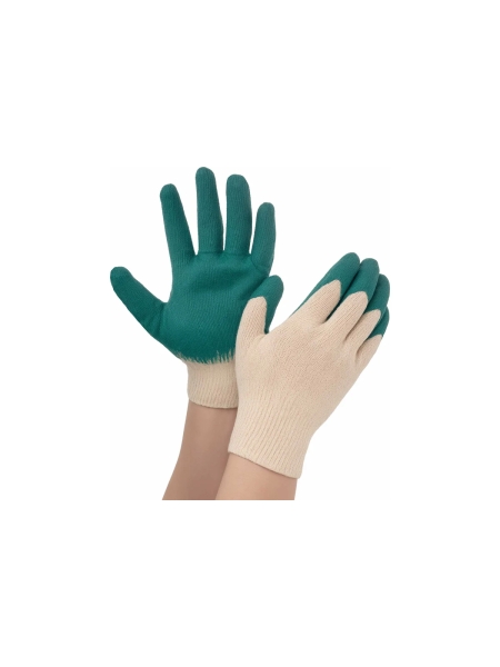 Перчатки с одинарным латексным покрытием Gigant 13 класс, размер 9, зеленые GGL-14
