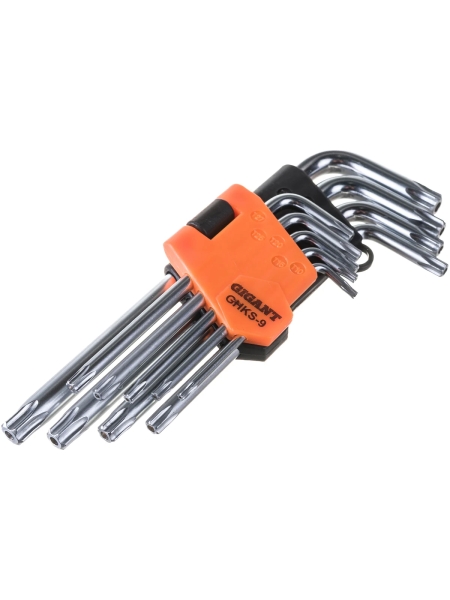 Набор шестигранных ключей TORX с отверстием 9 шт Gigant, Т10-Т50, GHKS-9