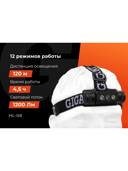 Налобный фонарь Gigant IP54 HL-08