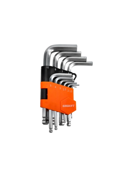 Набор г-образных шестигранных шаровых ключей 10 шт Gigant, размеры 1,5-10мм, grf-122