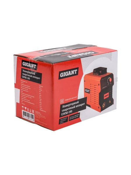 Инверторный сварочный аппарат (190 А; дисплей; кабель 2.5+1.5 м) Gigant GWM-190