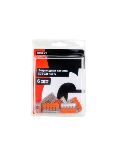 Пятипроводная клемма Gigant 6 шт/уп 0,08-2,5(4)мм² GCT-221-415-6