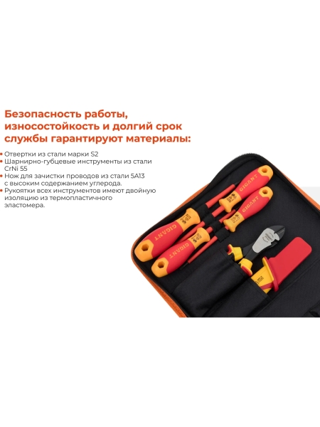 Набор электромонтажного инструмента Gigant VDE 1000В, 10 инструментов GT-10