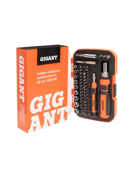 Реверсивная отвертка Gigant с набором насадок 68 предметов GBS-68