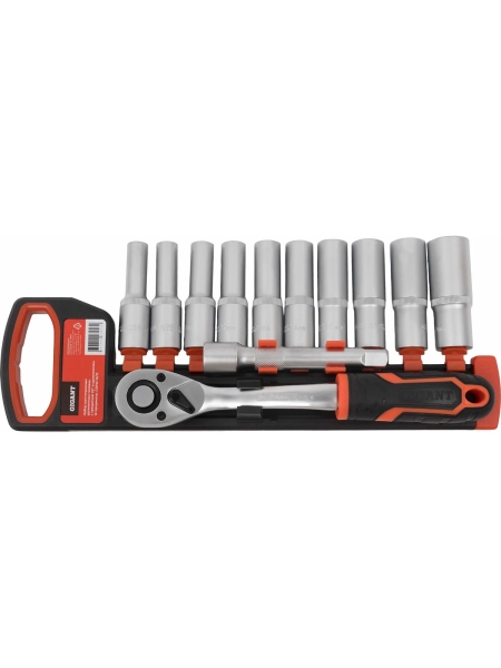 Набор шестигранных удлиненных головок Gigant с трещоткой 1/2" и удлинителем, 12 предметов GSRW-12/12