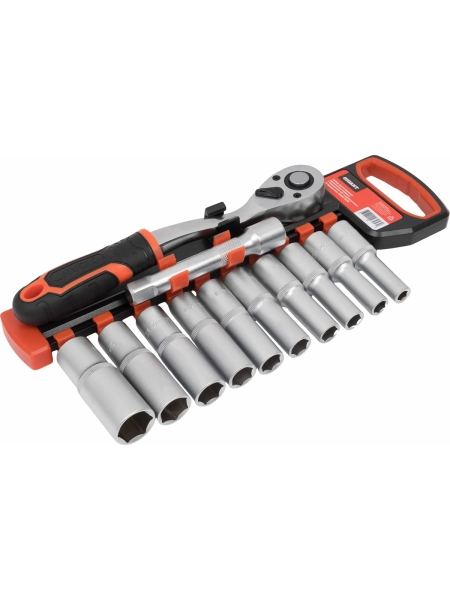 Набор шестигранных удлиненных головок Gigant с трещоткой 1/2" и удлинителем, 12 предметов GSRW-12/12