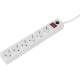 Сетевой фильтр Gigant с заземлением белый ПВС 3x1.5мм2, 6 розеток, 3м 80109