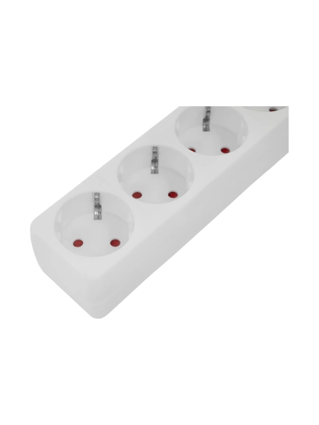Сетевой фильтр с заземлением белый ПВС 3x1.5мм2, 6 розеток, 5м Gigant 80107