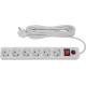 Сетевой фильтр с заземлением белый ПВС 3x1.5мм2, 6 розеток, 5м Gigant 80107