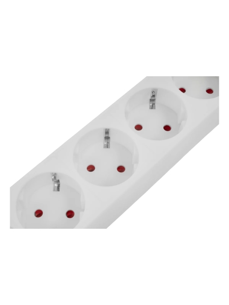 Сетевой фильтр с заземлением белый ПВС 3x1.5мм2, 6 розеток, 5м Gigant 80107