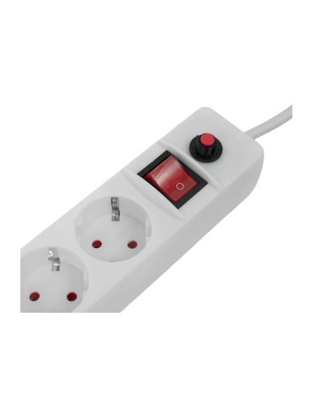 Сетевой фильтр с заземлением белый ПВС 3x1.5мм2, 6 розеток, 5м Gigant 80107