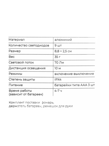 Ручной фонарь Gigant 70Лм IP44 GHL-70
