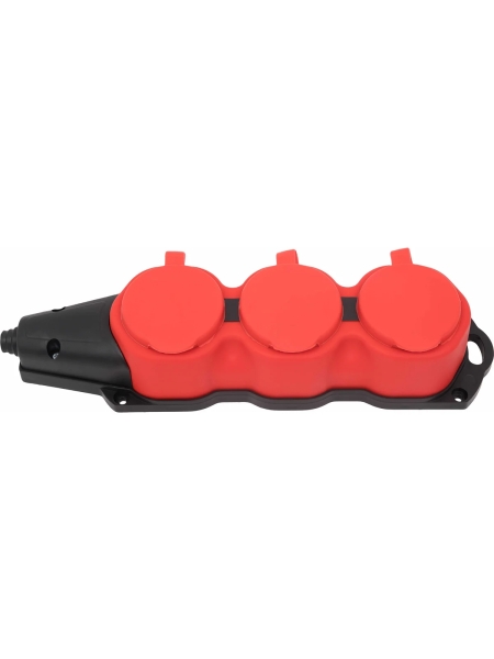 Каучуковая колодка 3 гнезда 16А IP44 с/з красная Gigant RBG-4