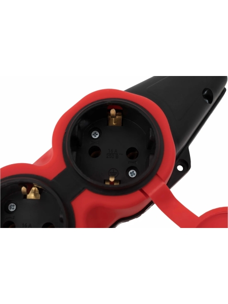 Каучуковая колодка 3 гнезда 16А IP44 с/з красная Gigant RBG-4